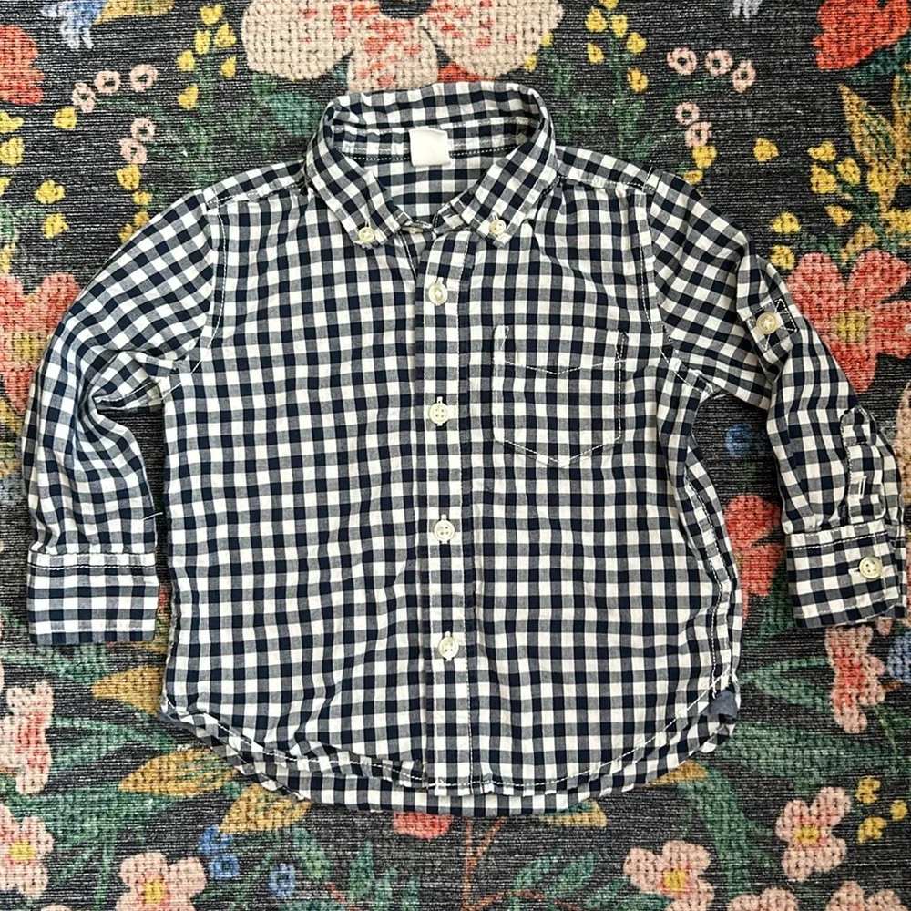 Gap Toddler Boy Check Button Down, Size 18-24 Months